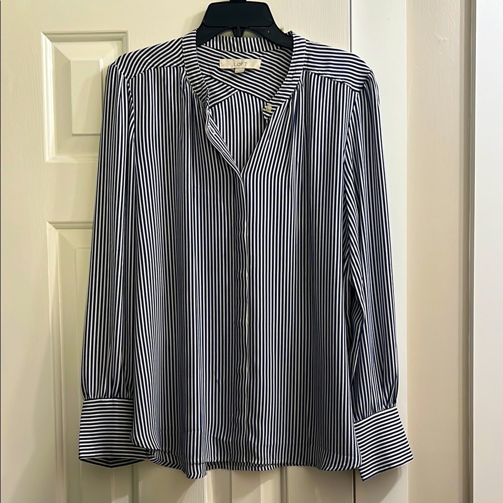 Classic Navy and White Striped Blouse